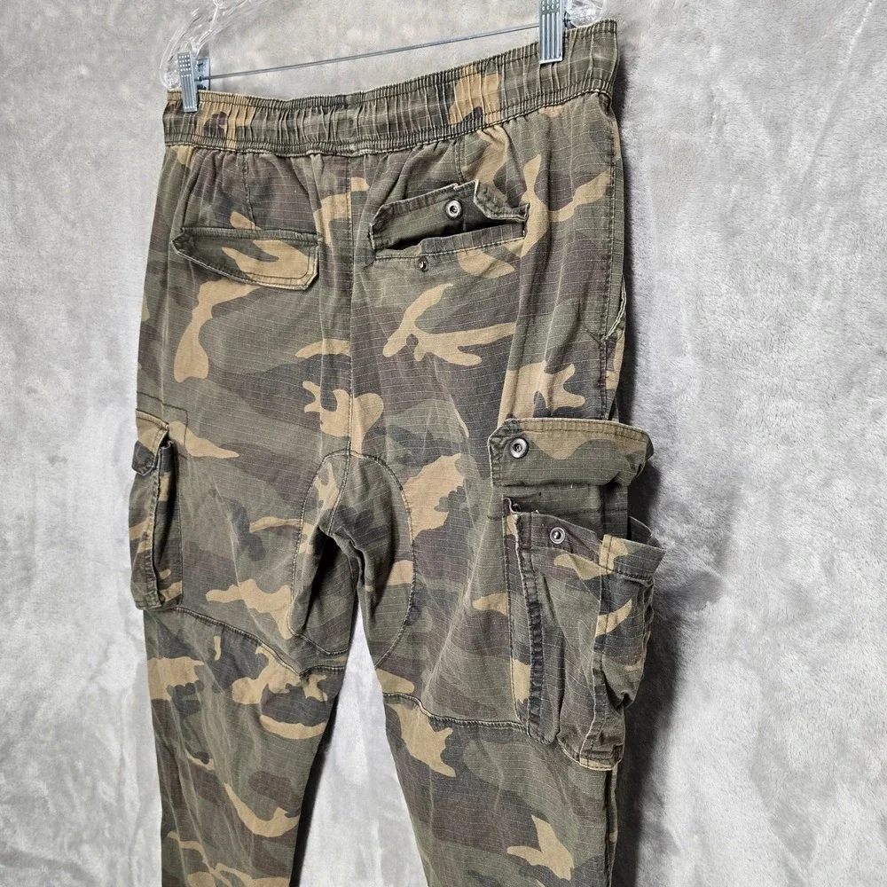 CSG Cargo Jogger Pants Mens 2XL Green Camo Ripstop Cotton Blend Drawstring Gorp